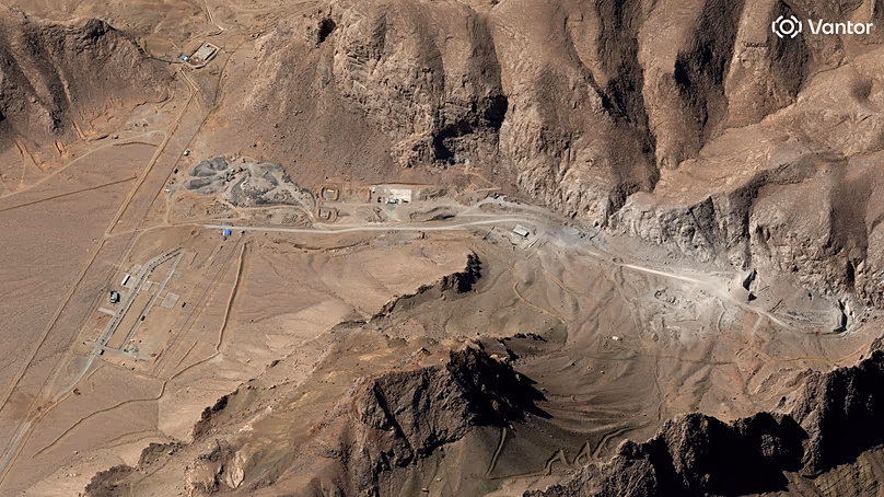 A Vantor által szolgáltatott műholdfelvétel egy rakétakomplexumot mutat Iszfahánban, Iránban, 2026. március 8-án